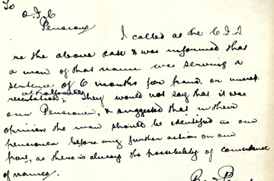 Comments by Mr. Perry on his visit to C.I.D.
